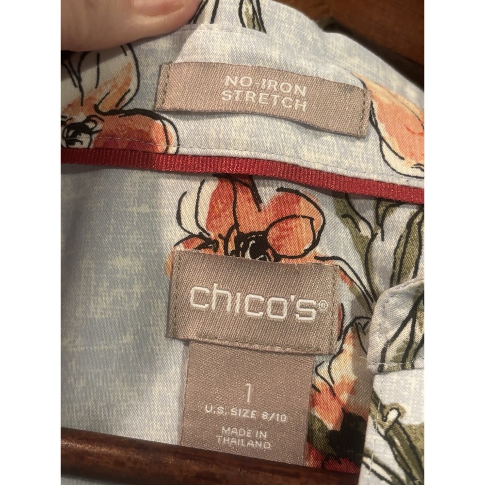 Chicos Top Women's Blouse Artsy Floral M Japan Spring Tunic Shirt Resort - Picture 2 of 10